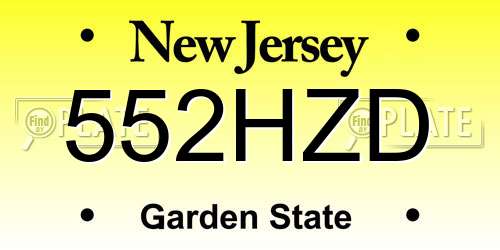 552HZD New Jersey License Plate