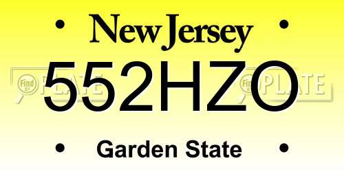 552HZO New Jersey License Plate