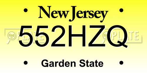 552HZQ New Jersey License Plate