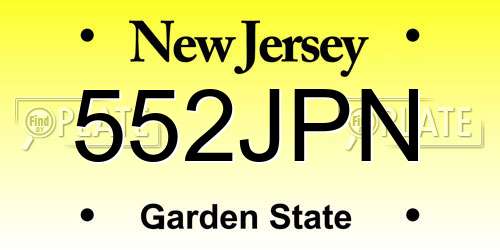 552JPN New Jersey License Plate
