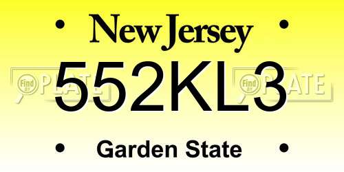 552KL3 New Jersey License Plate