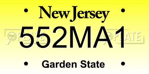 552MA1 New Jersey License Plate