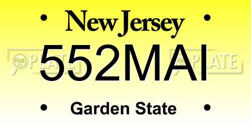 552MAI New Jersey License Plate
