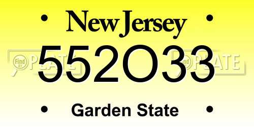 552O33 New Jersey License Plate
