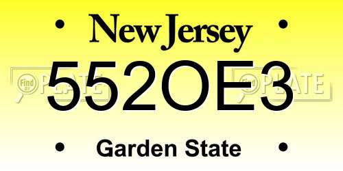 552OE3 New Jersey License Plate