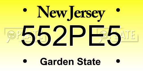 552PE5 New Jersey License Plate