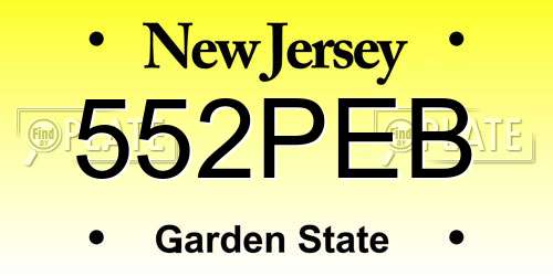552PEB New Jersey License Plate