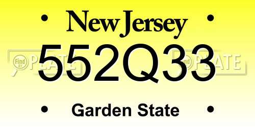 552Q33 New Jersey License Plate