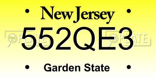 552QE3 New Jersey License Plate