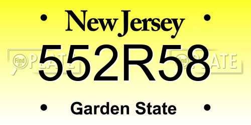 552R58 New Jersey License Plate