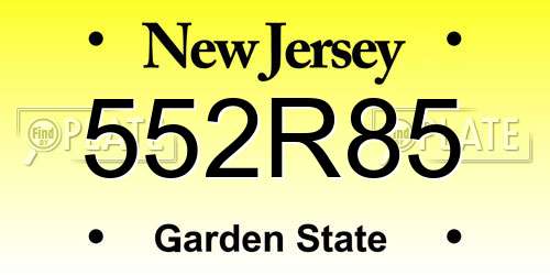 552R85 New Jersey License Plate