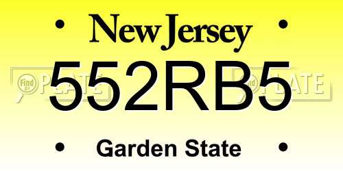 552RB5 New Jersey License Plate