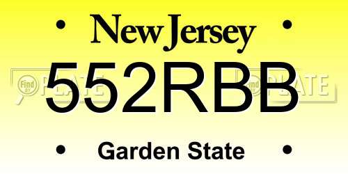 552RBB New Jersey License Plate