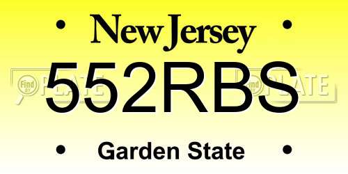 552RBS New Jersey License Plate