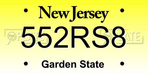 552RS8 New Jersey License Plate