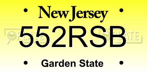 552RSB New Jersey License Plate