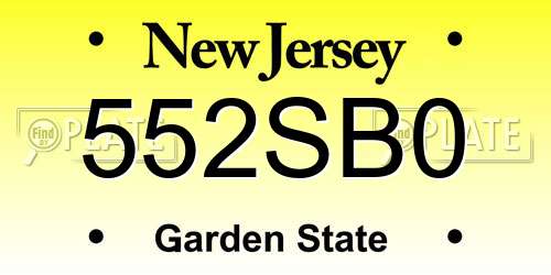 552SB0 New Jersey License Plate