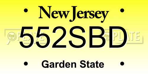 552SBD New Jersey License Plate