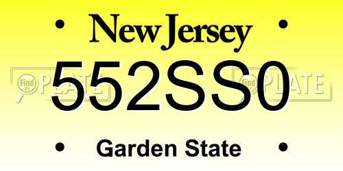 552SS0 New Jersey License Plate