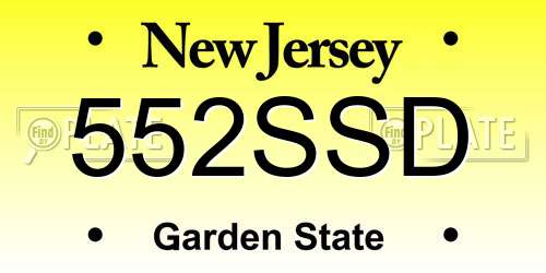 552SSD New Jersey License Plate