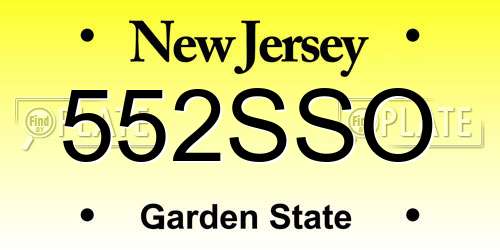 552SSO New Jersey License Plate