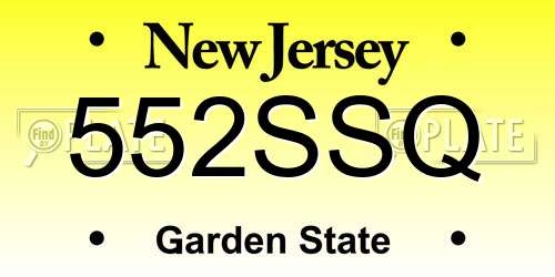 552SSQ New Jersey License Plate