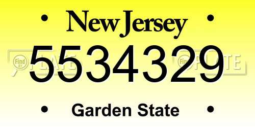 5534329 New Jersey License Plate