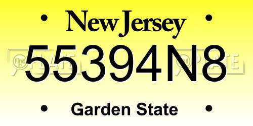 55394N8 New Jersey License Plate