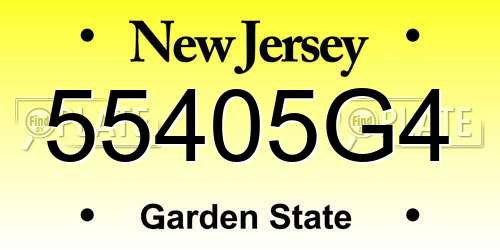 55405G4 New Jersey License Plate