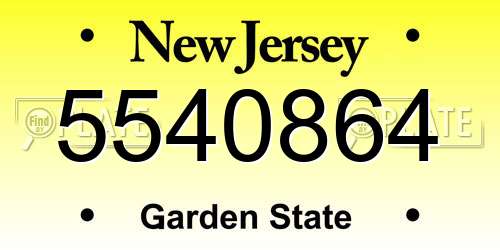 5540864 New Jersey License Plate