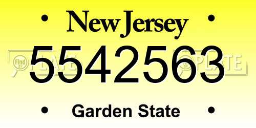 5542563 New Jersey License Plate