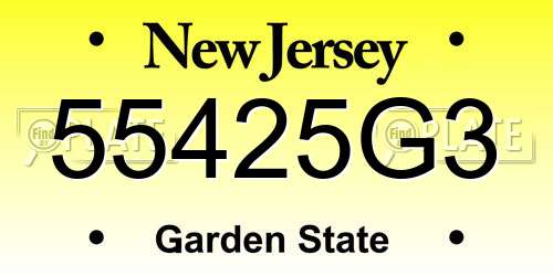 55425G3 New Jersey License Plate
