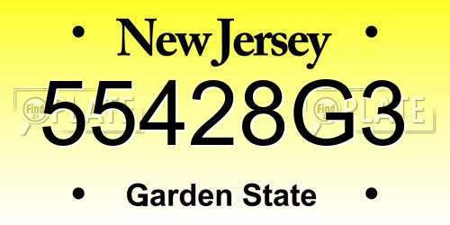 55428G3 New Jersey License Plate