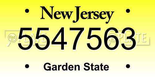 5547563 New Jersey License Plate