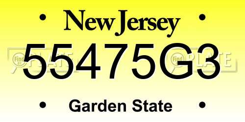 55475G3 New Jersey License Plate