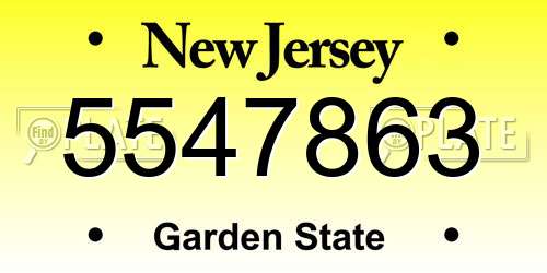 5547863 New Jersey License Plate