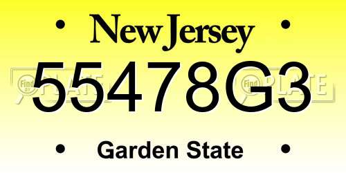 55478G3 New Jersey License Plate