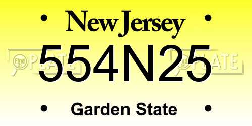 554N25 New Jersey License Plate