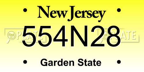 554N28 New Jersey License Plate