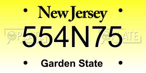 554N75 New Jersey License Plate