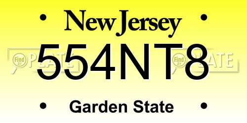 554NT8 New Jersey License Plate