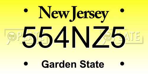 554NZ5 New Jersey License Plate