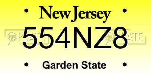 554NZ8 New Jersey License Plate