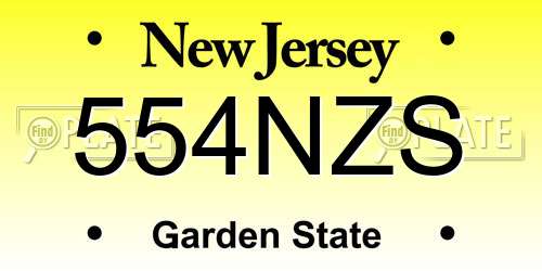 554NZS New Jersey License Plate