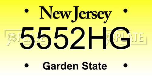 5552HG New Jersey License Plate