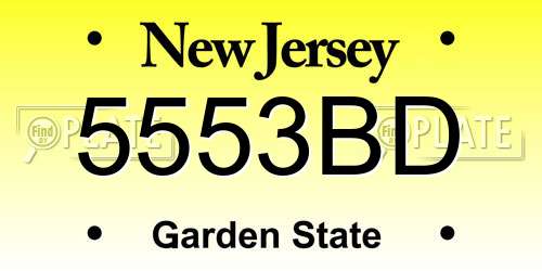 5553BD New Jersey License Plate
