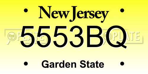 5553BQ New Jersey License Plate