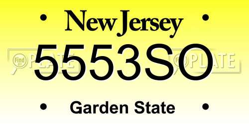 5553SO New Jersey License Plate