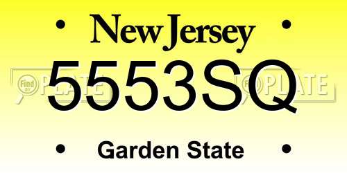 5553SQ New Jersey License Plate