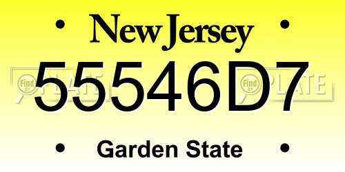 55546D7 New Jersey License Plate